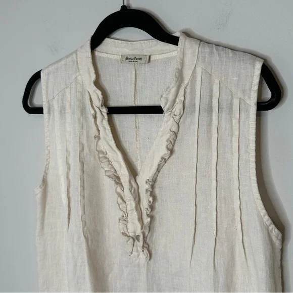 Alessia Bacini Made in Italy Linen Mini Neutral Dress Lightweight Breathable Air - Picture 6 of 8